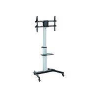 Techly Wagen - für Flachbildschirm / AV-Ausrüstung - Aluminium, Stahl, Kunststoff - Strukturiertes Grau, mattschwarz - Bildschirmgröße: 94-218cm (37"-86")