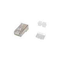 Equip Cat.6A RJ45 Geschirmter Stecker, 100 Stück pro Packung, RJ-45, Satinierter Stahl, Transparent, Männlich, Gerade, Cat6a, Gold