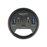 Delock In-Desk Hub - Hub - 2 x USB 3.2 Gen 1 + 2 x Audio + 1 x USB-C 3.2 Gen 1