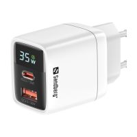 SANDBERG Netzteil - 2-in-1 - 35 Watt - 3 A - PD 3.0, QC 3.0 - 2 Ausgabeanschlussstellen (USB, 24 pin USB-C)