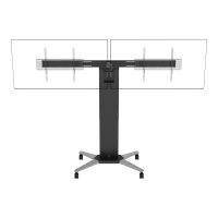 Vision VFM-F50T - Wagen - motorisiert - für 2 Flachbildschirme - verriegelbar - Stahl, Aluminium - mattschwarz - Bildschirmgröße: 139.7-218.4 cm (55"-86")