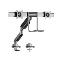 Equip Befestigungskit (Kabeldurchführungsklemme, Schrauben, Klemmhalterung, bar, horizontale Schiene, Griff) - Gasfeder - für 2 LCD-Displays/ Curved LCD-Displays - Kunststoff, Aluminium, stainless steel - Silber - Bildschirmgröße: 43.2-81.3 cm (17"-32")