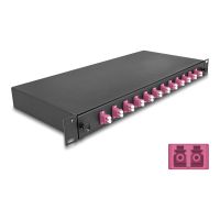 Delock Glasfaserkabelkiste - OM4, komplett montiert - Vorderseite - Rack montierbar - LC Duplex x12 - Schwarz - 1U - 48.3 cm (19")