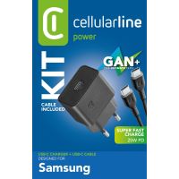 Cellularline Super Fast Charger Kit 25W - USB-C to USB-C - Samsung, Drinnen, AC, 1 m, Schwarz