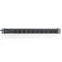 DIGITUS Steckdosenleiste mit Aluminiumprofil, 10-fach, 2 m Zuleitung IEC C14 Stecker