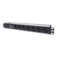 Intellinet 19" 1.5U Rackmount 7-Way Power Strip - German Type", With Surge Protection, 3m Power Cord - Steckdosenleiste (Rack - einbaufähig)