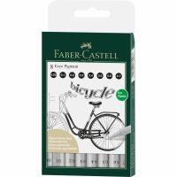 FABER-CASTELL 166008, Schwarz, Schwarz, Weiß, Rund, Tinte auf Pigmentbasis, Metall, 8 Stück(e)