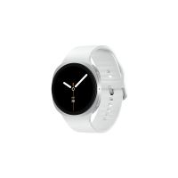 Samsung Galaxy Watch8 - 44 mm - silber - intelligente Uhr mit Sportband - Gummi - weiß - Bandgröße: M/L - Anzeige 3.7 cm (1.47")