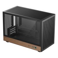 Deepcool CH260 WOOD, Micro Tower, PC, Schwarz, Holz, micro ATX, Mini-ITX, Acrylnitril-Butadien-Styrol (ABS), SPCC, Gehärtetes Glas, Gaming