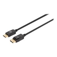 Manhattan DisplayPort 1.4 Cable, 8K@60hz, 2m, Braided Cable, Male to Male, With Latches, Fully Shielded, Black, Lifetime Warranty, Polybag - DisplayPort-Kabel - DisplayPort (M)