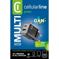 Cellularline MULTIPOWER MICRO 30W, Drinnen, AC, Schwarz