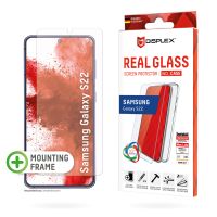 E.V.I. Displex Panzerglas (10H) + Case für Samsung Galaxy S22, Eco-Montagerahmen, + Case, Tempered Glas, kratzer-resistente Schutzfolie, Samsung, Galaxy S22, Trockene Anwendung, Schlagfest, Kratzresistent, Staubresistent, Transparent, 1 Stück(e)