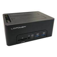 LC-Power LC-DOCK-C-MULTI-HUB, HDD, Speicherkarte, SSD, SATA, Serial ATA II, Serial ATA III, 2.5,3.5", USB 3.2 Gen 2 (3.1 Gen 2) Type-C, Schwarz, Kunststoff