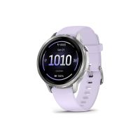 Garmin Venu 4 - 41 mm - silber - intelligente Uhr mit Band - Silikon - Periwinkle - Handgelenkgröße: 110-175 mm - Anzeige 3.04 cm (1.2")