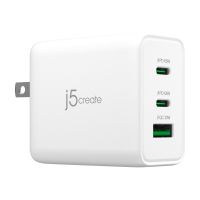 j5create Netzteil - GaN-Technologie - 65 Watt - 4.5 A - PD 3.0, QC 3.0 - 3 Ausgabeanschlussstellen (USB Typ A, 2 x USB-C)