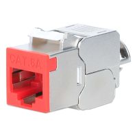 Intellinet 791311, Flach, Rot, Edelstahl, RJ-45, Weiblich, 10GBase-T, Gold