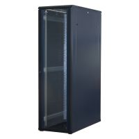Rockstable 42 HE 19" Serverschrank mit Glastür, Freistehendes Gestell, 42U, 800 kg, Sperrschloss, Ablageschienen, Verstellbare Füße