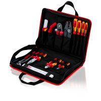 KNIPEX Werkzeugtasche Kompakt Elektro, Schwarz, Rot, Polyester, 8 Taschen, 410 mm, 290 mm, 60 mm