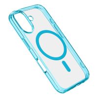 Cellularline Iconic Mag - iPhone 16 Transparente Hülle mit farbigen Rändern, kompatibel mit dem Magsafe-Ökosystem, Cover, Apple, iPhone 16, 15,5 cm (6.1"), Blau