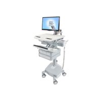 Ergotron Wagen - offene Architektur - für LCD-Display / PC-Ausrüstung - medizinisch - Aluminium, verzinker Stahl, hochwertiger Kunststoff - Grau, weiß, Polished Aluminum - Bildschirmgröße: bis zu 61 cm (bis zu 24 Zoll)
