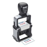 TRODAT Wedo 51 543025, Selbstfärbestempel, Text/Datumsstempel, 41 x 24 mm, Schwarz, Grau, Metall, Edelstahl, Blau/Rot