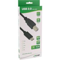 InLine USB 2.0 Kabel - USB-C Stecker an USB-B Stecker - schwarz - 2m