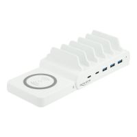 Delock USB and Wireless Charger - Ladestation + AC-Netzteil - 110 Watt - 5 A - PD - 5 Ausgabeanschlussstellen (3 x USB Typ A, 2 x USB-C)