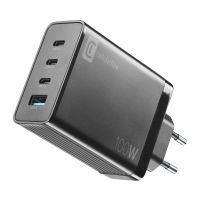 Cellularline NANO GAN 100W - Smartphone, Tablet and USB-C Laptops up to 100W 100W Ladegerät mit 4 Anschlüssen, Drinnen, AC, Schwarz