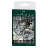 FABER-CASTELL Pitt Artist Pen Tuschestift, 8er Etui, Black & Grey, 8 Farben, Schwarz, Grau, Rund, Kunststoff, 1 Stück(e)
