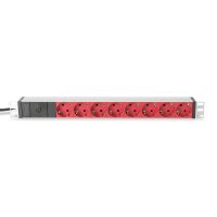 DIGITUS Steckdosenleiste mit Aluminiumprofil und Vorsicherung, 8-fach Schutzkontaktsteckdose, 2 m Zuleitung IEC C14 Stecker