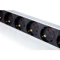 DIGITUS Steckdosenleiste mit Aluminiumprofil, 9-fach Schutzkontaktsteckdose, 2 m Zuleitung Schutzkontaktstecker