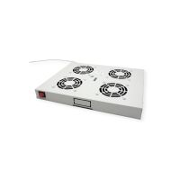 ROLINE Rack-Lüfter - 4 Ventilatoren, mit Thermostat - auf Dach montierbar - RAL 7035, Hellgrau - 1U - 48.3 cm (19")
