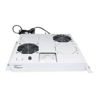 Intellinet Kühleinheit mit 2 Lüftern für 19" Schränke, Zur Deckenmontage, mit Thermostat, grau - Rack-Lüftereinsatz - mit 2 Ventilatoren - Wechselstrom 220/240 V - Grau, RAL 7035 - 1U - 48.3 cm (19")