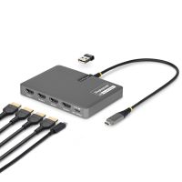 StarTech.com QUAD-USB-HDMI-ADAPT, Kabelgebunden, USB 3.2 Gen 1 (3.1 Gen 1) Type-C, 140 W, Grau, Windows 10, Windows 10 Education, Windows 10 Education x64, Windows 10 Enterprise, Windows 10..., Mac OS X 10.11 El Capitan, Mac OS X 10.12 Sierra, Mac OS X 10