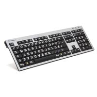 Logickeyboard XLPrint, Full-size (100%), Verkabelt, USB, QWERTZ, Aluminium, Schwarz