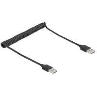 Delock Spiralkabel EASY-USB 2.0 Typ-A Stecker zu EASY-USB Typ-A Stecker 0,5 m bis 0,8 m schwarz, 0,8 m, USB A, USB A, USB 2.0, Schwarz
