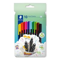STAEDTLER 334 C10, Schwarz, Blau, Braun, Grün, Hellblau, Hellgrün, Orange, Pink, Rot, Gelb, Sehr fein, Recycelbarer Kunststoff, Dreieck, Tinte auf Wasserbasis, Metall