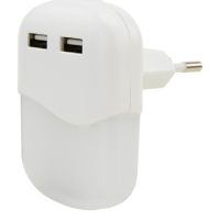 Ansmann NL15AC + 2USB, Stecker-Nachtlicht, Weiß, ABS, Polycarbonat (PC), Warmweiß, Schlafzimmer, Flur, Garage, Treppen, SMD-LED-Modul