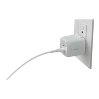 Belkin BoostCharge Pro GaN - Netzteil - PPS- und GaN-Technologie - 65 Watt - Fast Charge, PD 3.0 - 2 Ausgabeanschlussstellen (2 x USB-C)