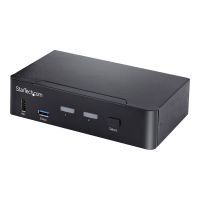 StarTech.com USB C KVM Switch, 2 Port DisplayPort KVM w/ 4K 60Hz UHD HDR Video, 3.5mm Audio, USB Type C KVM Switch, 4x USB HID and 2x USB A 3.2 Gen 1 5Gbps Hub, Thunderbolt 3/4 Compatible - Hot Key Switching (SV231DPUCA)
