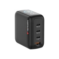 Verbatim Netzteil - mini, GaN, with display - 140 watt - Power Delivery 3.0 + PPS, QC 3.0 - 4 Ausgabeanschlussstellen (3 x USB-C, USB Typ A)