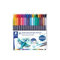 STAEDTLER Marsgraphic Duo - Pinselstift mit Doppelspitze - Wasserfarben, sortiert - 1-6 mm / 0.8 mm fein (Packung mit 36)