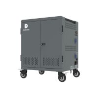 DEQSTER Core - Wagen (nur Laden) - für 32 Tablets / Notebooks - verriegelbar - Stahl - Space-grau, Blau - Bildschirmgröße: bis zu 39,6 cm (bis zu 15,6 Zoll)