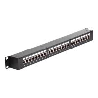 Delock Patch-Panel mit Kopplern - CAT 6 - STP - RJ-45 X 24 - Schwarz - 1U - 48.3 cm (19")