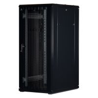 Rockstable 27 HE 19" Serverschrank mit Gitternetztür, Freistehendes Gestell, 27U, 800 kg, Sperrschloss, Ablageschienen, Verstellbare Füße