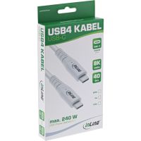 InLine USB4 Kabel - USB-C Stecker/Stecker - PD 240W - 8K60Hz - TPE - weiß - 2m