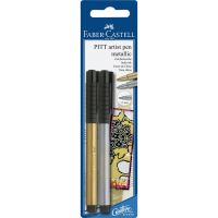 FABER-CASTELL 167396, Gold, Silber, Schwarz, Gold, Silber, Tinte auf Pigmentbasis, 1,5 mm, 2 Stück(e)
