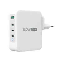 j5create JUP43130E - Netzteil - GaN - 130 Watt - 5 A - PD 3.0, PD 2.0, QC 4.0, Huawei Fast Charge, AFC, Apple 2.4A, USB BC 1.2 - 4 Ausgabeanschlussstellen (USB Typ A, 3 x USB-C)