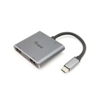 Equip USB-C 4-in-1 Dual-HDMI-Adapter, USB 3.0, 100W USB PD, USB 3.2 Gen 1 (3.1 Gen 1) Type-C, Silber, 4K Ultra HD, 30 Hz, HDMI, Aluminium