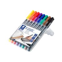 STAEDTLER Lumocolor 313 - Marker - permanent - für Overhead-Projektor-Folien - gemischte Farben - 0.4 mm - extrafein (Packung mit 8)